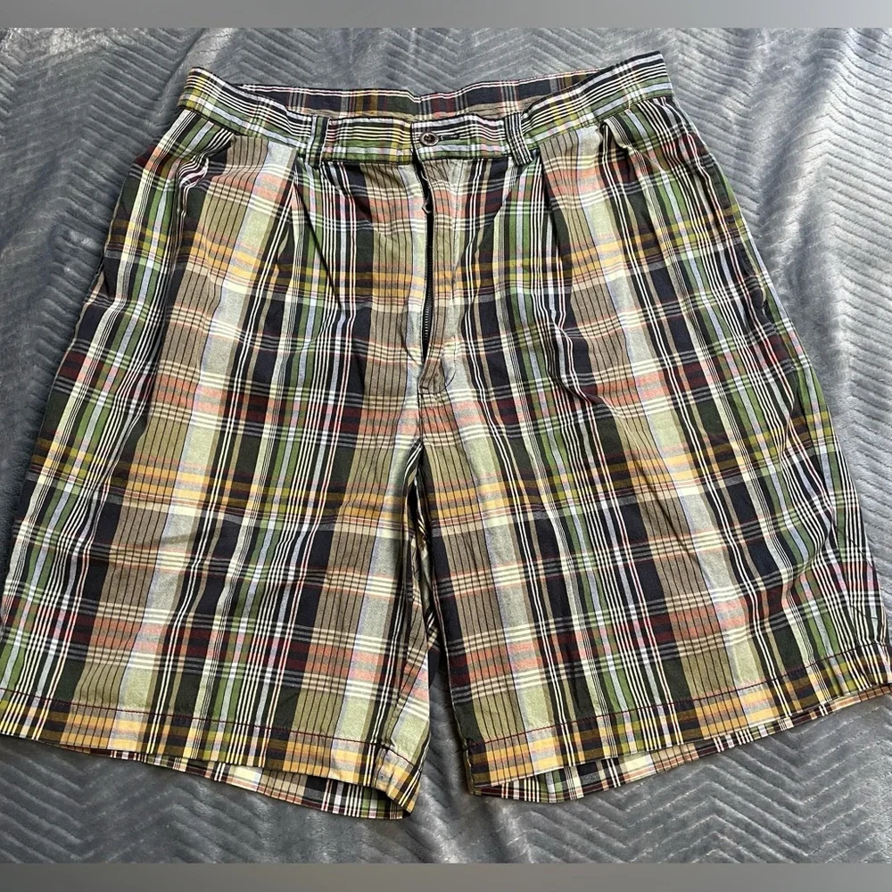 Mens Polo Ralph‎ Lauren Plaid Tyler Pleated Chino Shorts 33